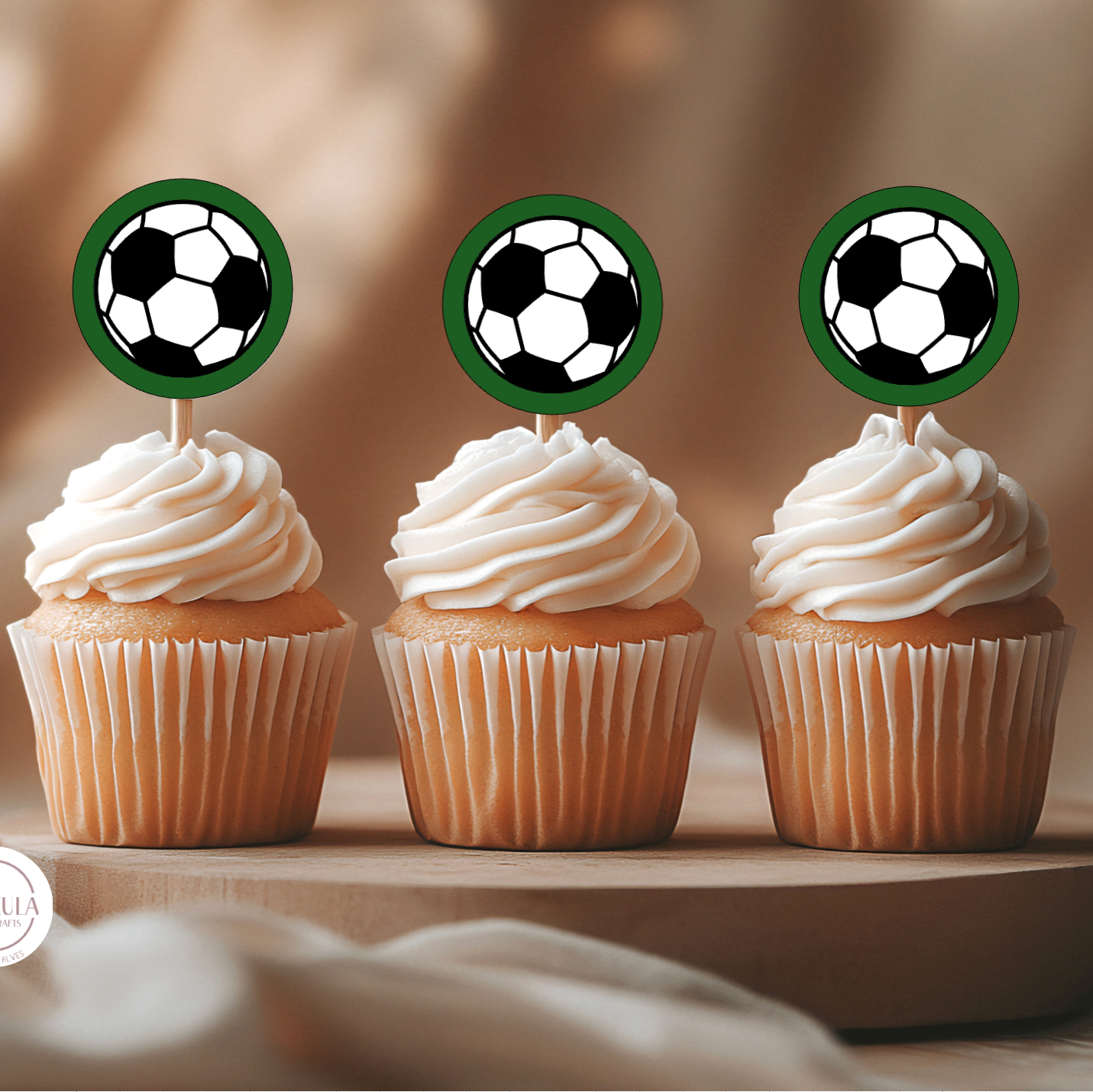8 Mini Topos Futebol (cupcake)