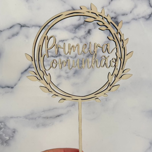 topo de bolo primeira comunhão floral