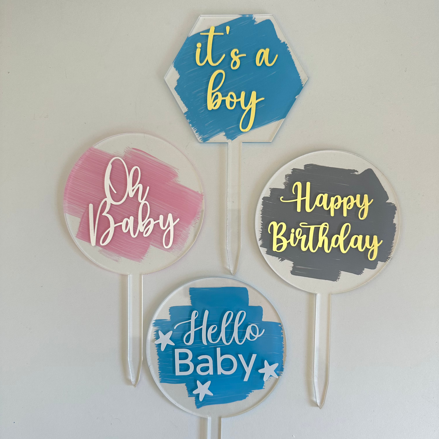 Topo de bolo "Happy Birthday"