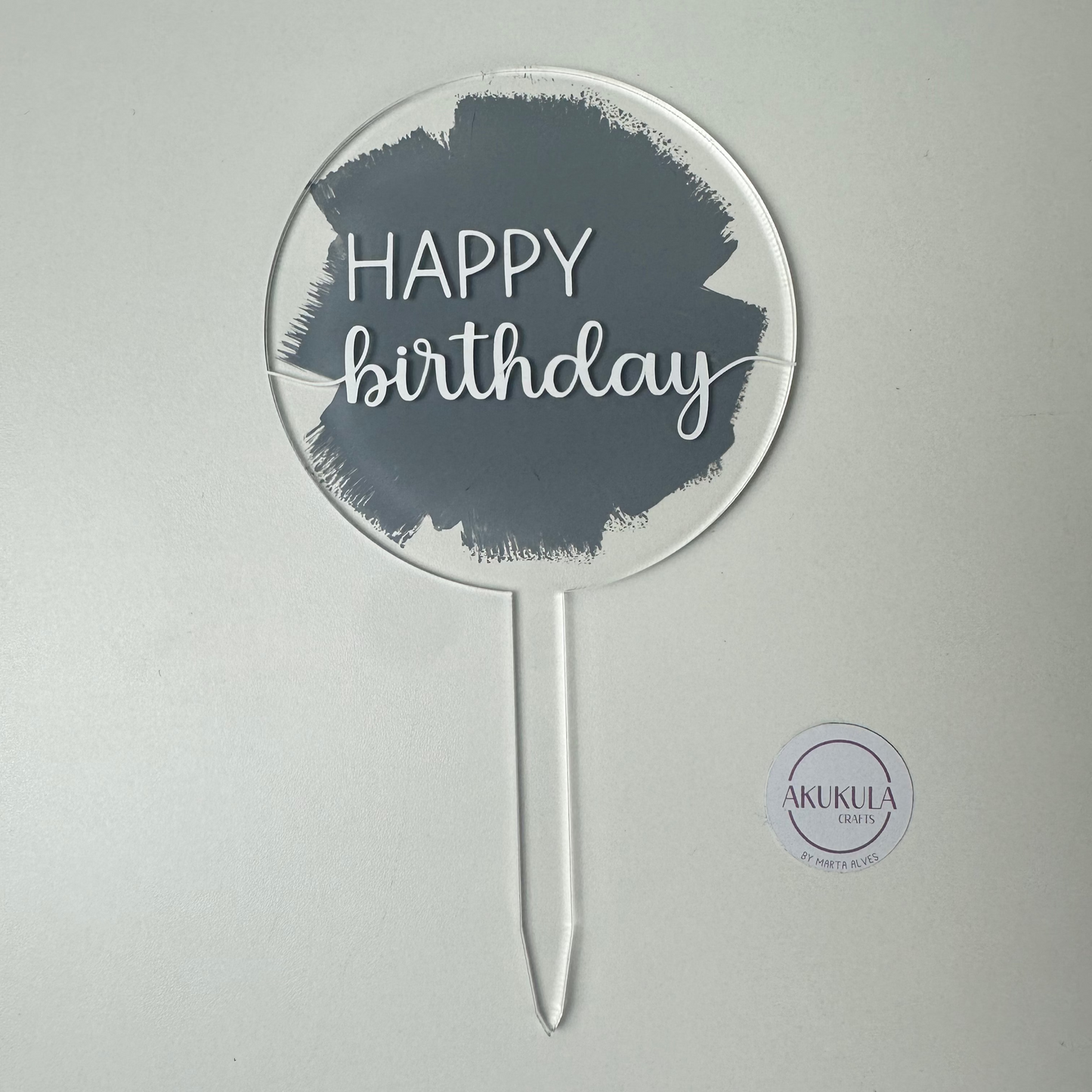 Topo de bolo "Happy Birthday"