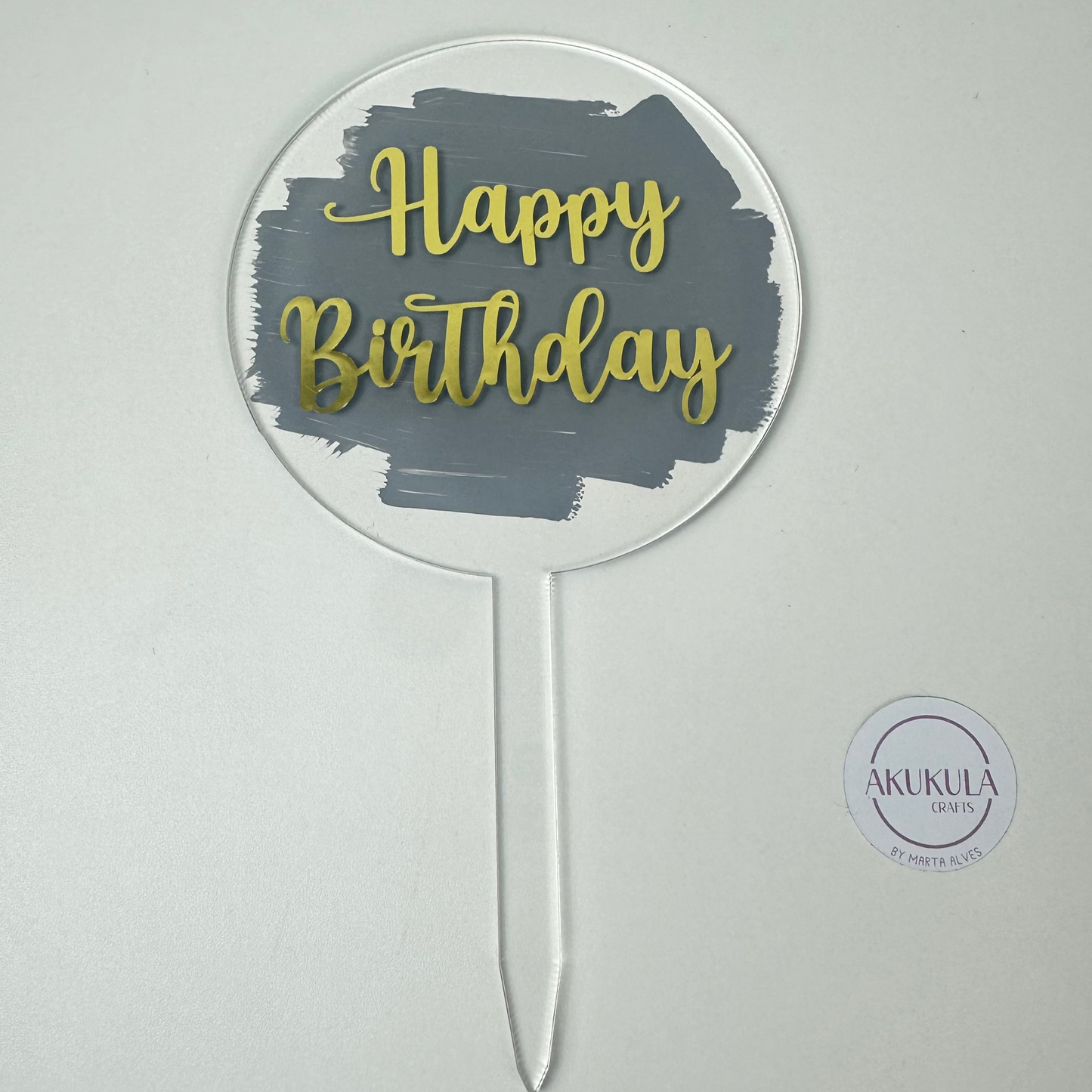 Topo de bolo "Happy Birthday"