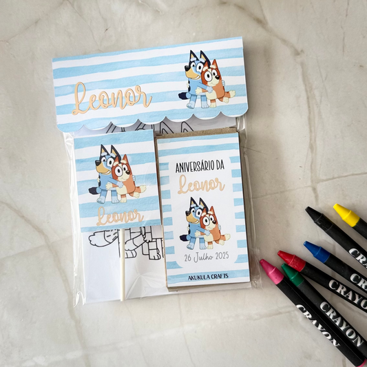 conjunto colorir e chupa chupa bluey