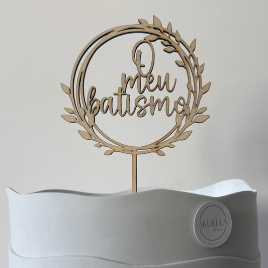 topo bolo floral o meu batismo