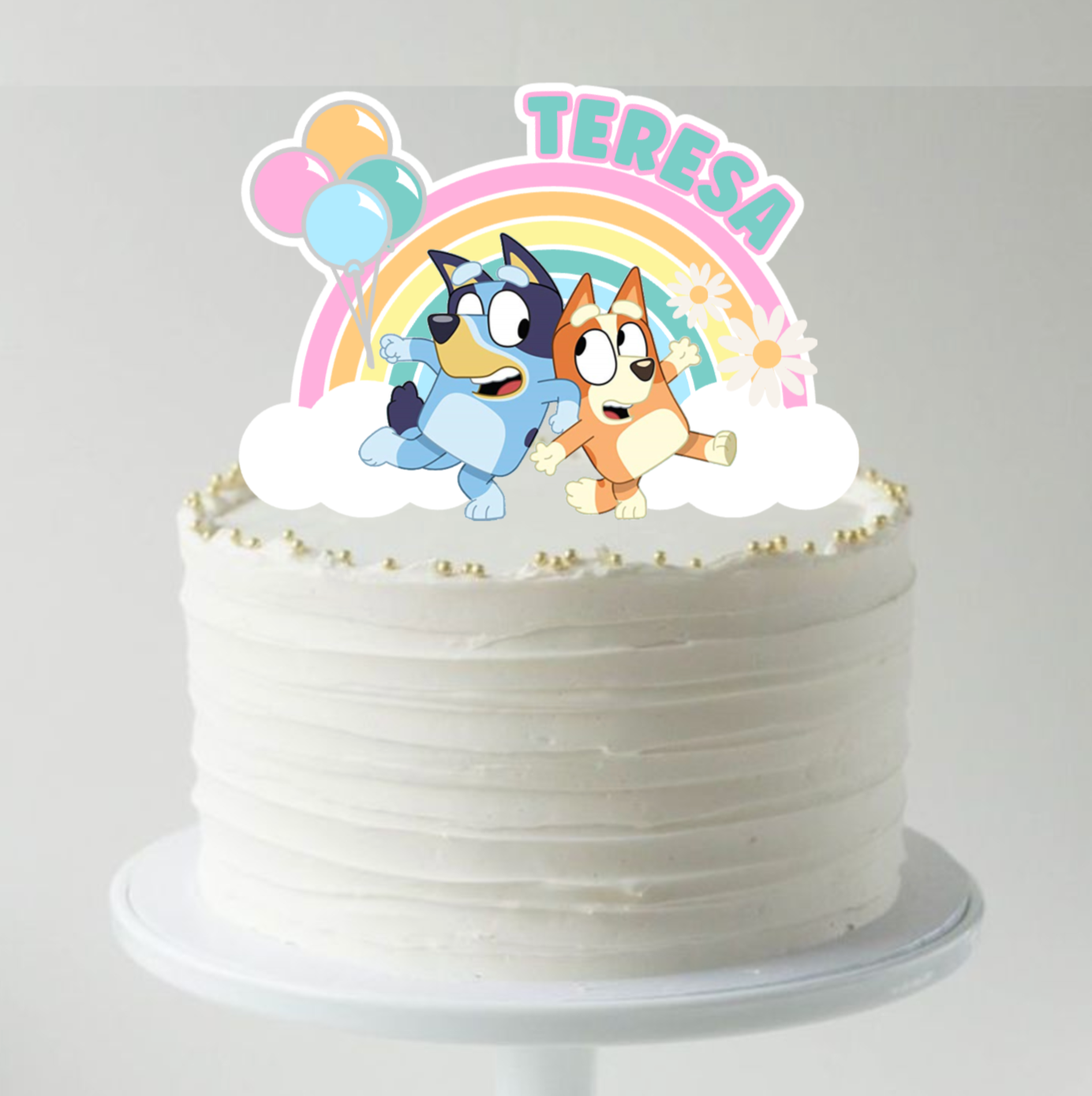 Topo de bolo Bluey e Bingo