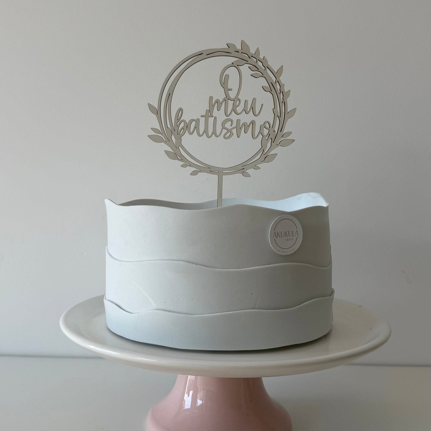 topo o meu batizado branco madeira