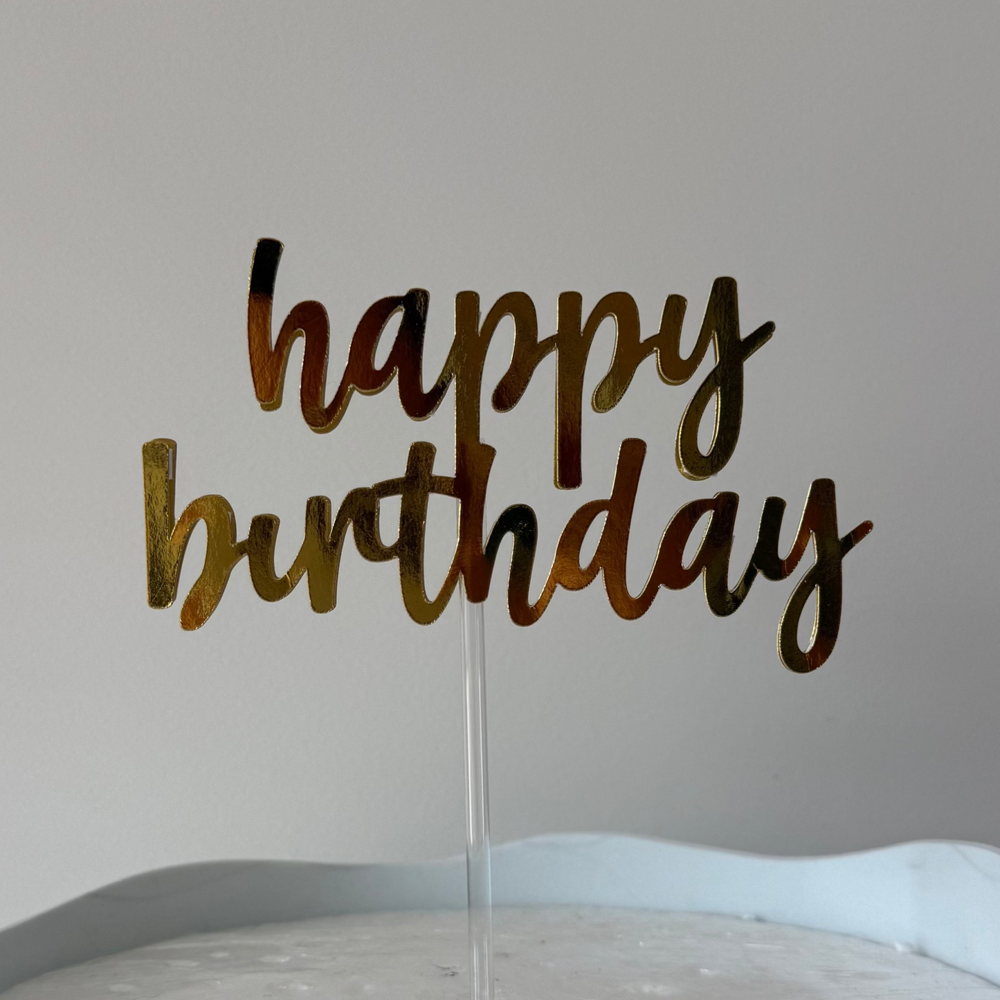 topper bolo happy birthday dourado
