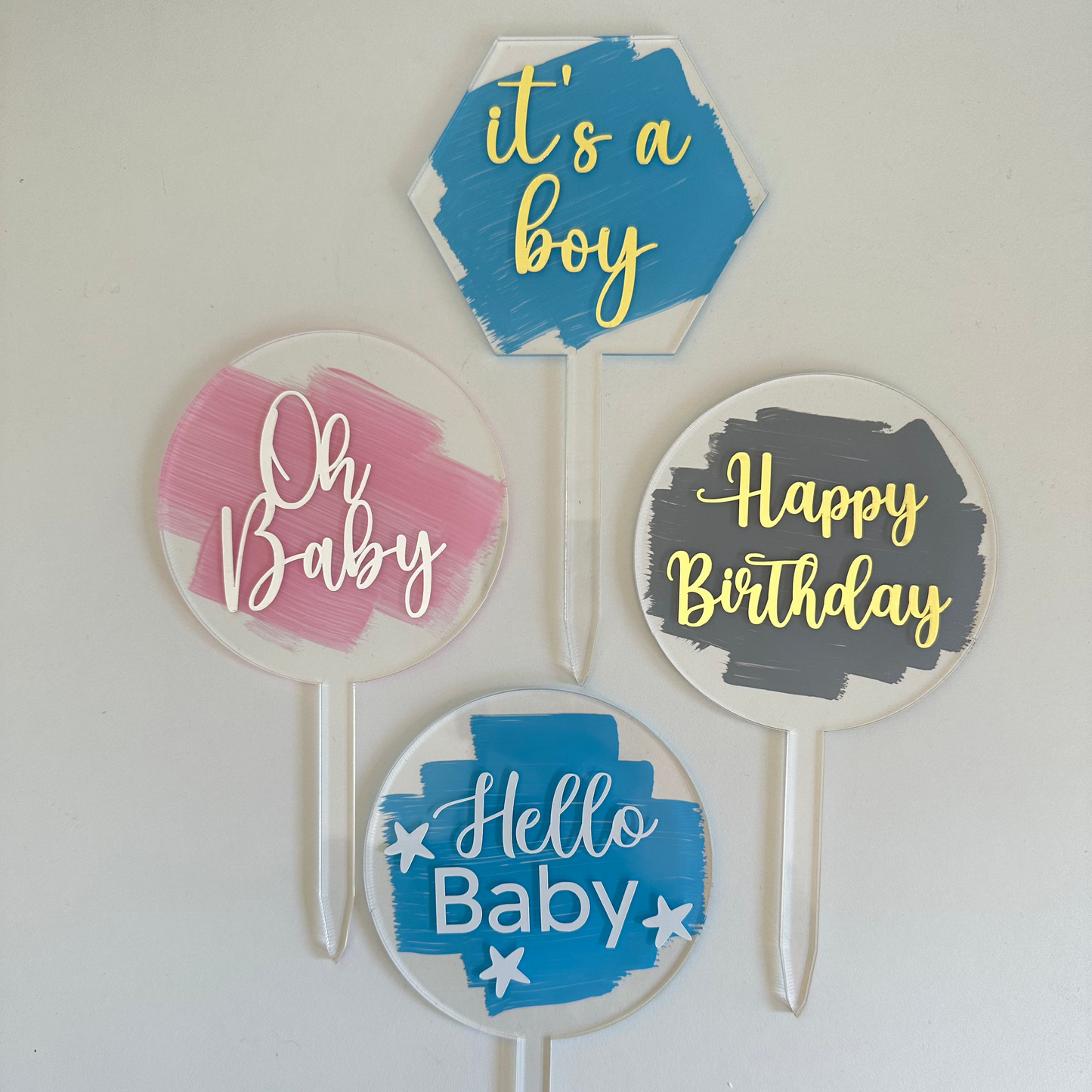 Topper de bolo "Happy Birthday"