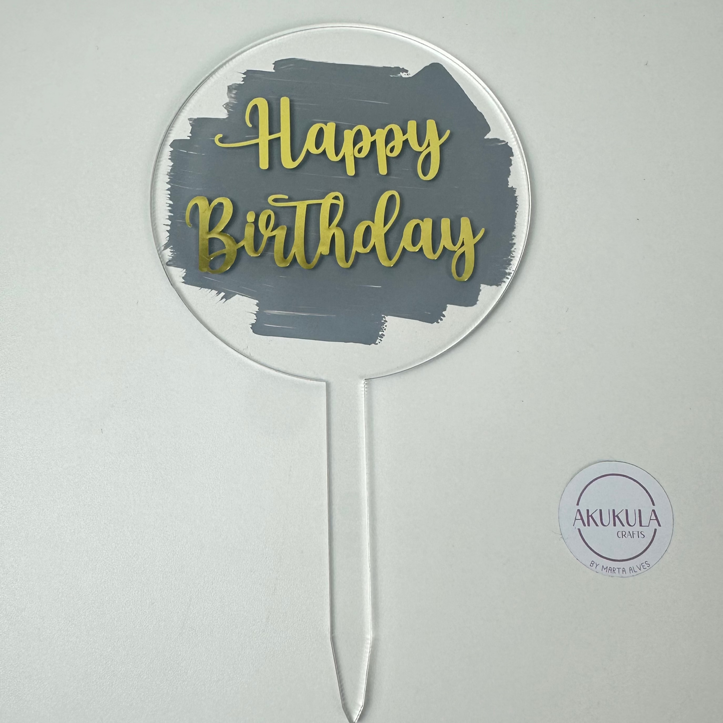 Topper de bolo "Happy Birthday"