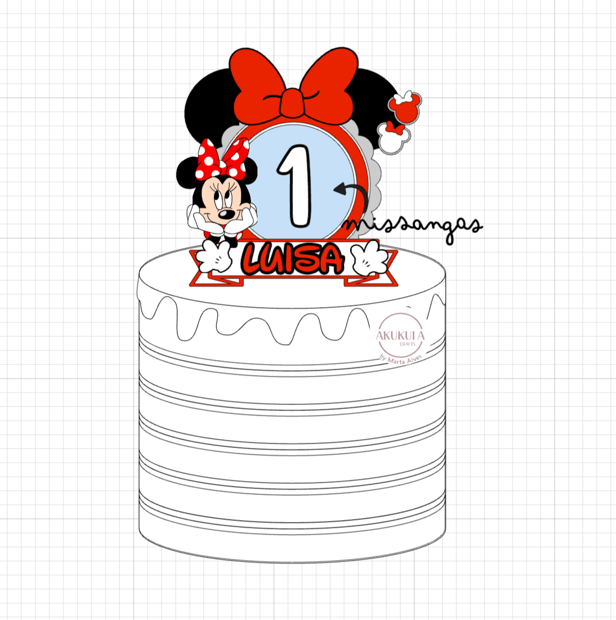 projeto topo bolo Minnie shaker