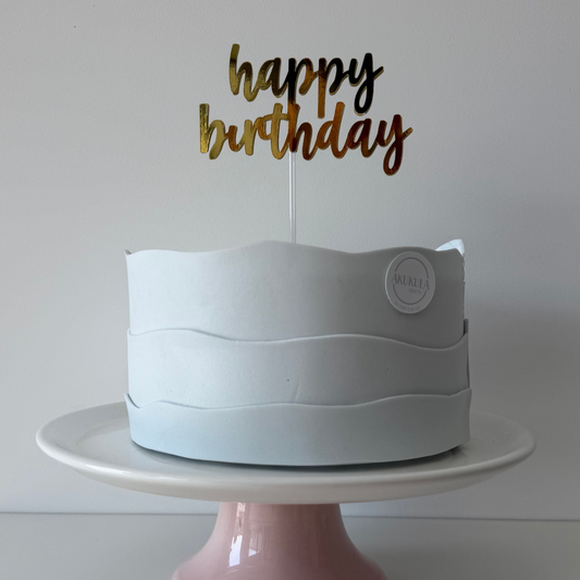 topo bolo happy birthday dourado
